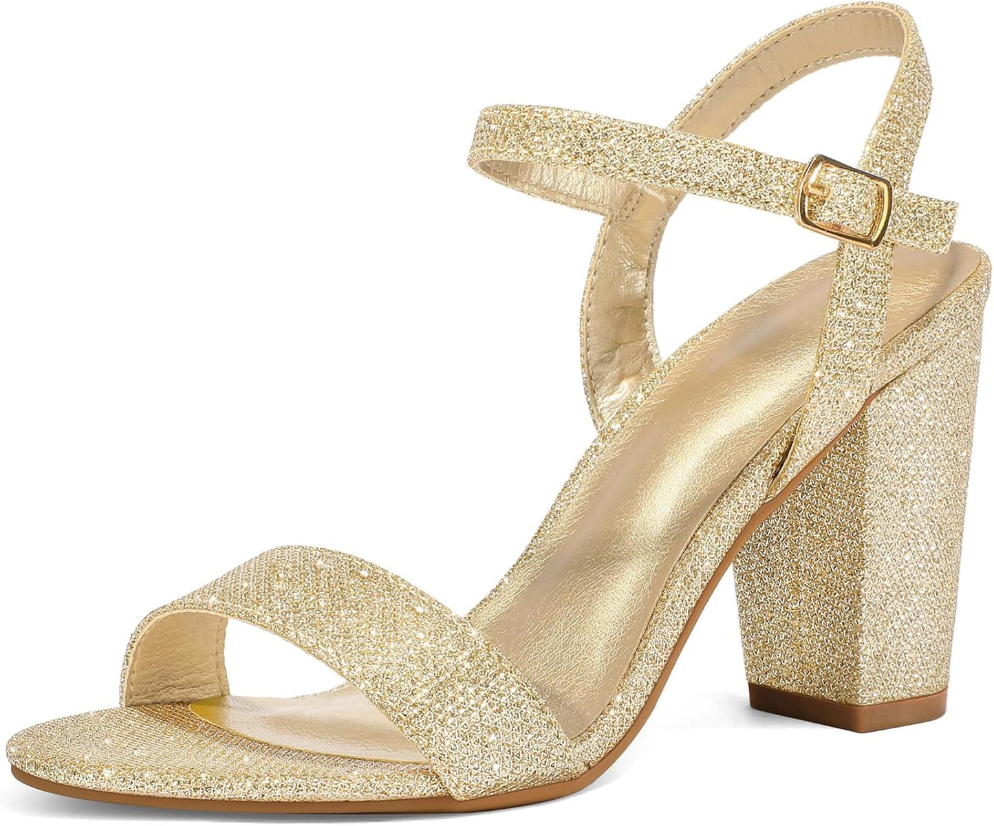 mysoft Women's Chunky Block Heels 3.5IN Open Toe Sandals
