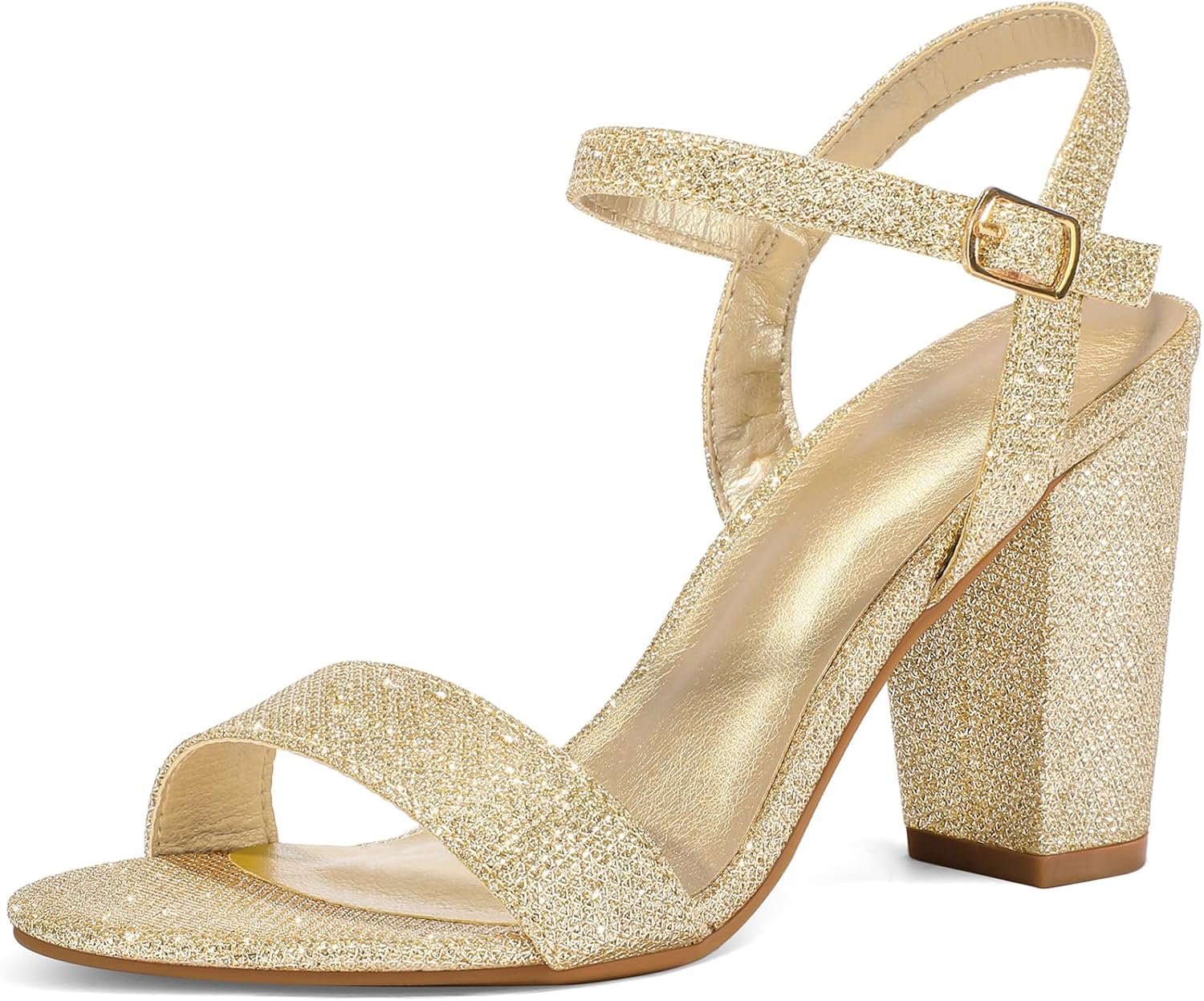 mysoft Women's Chunky Block Heels 3.5IN Open Toe Sandals
