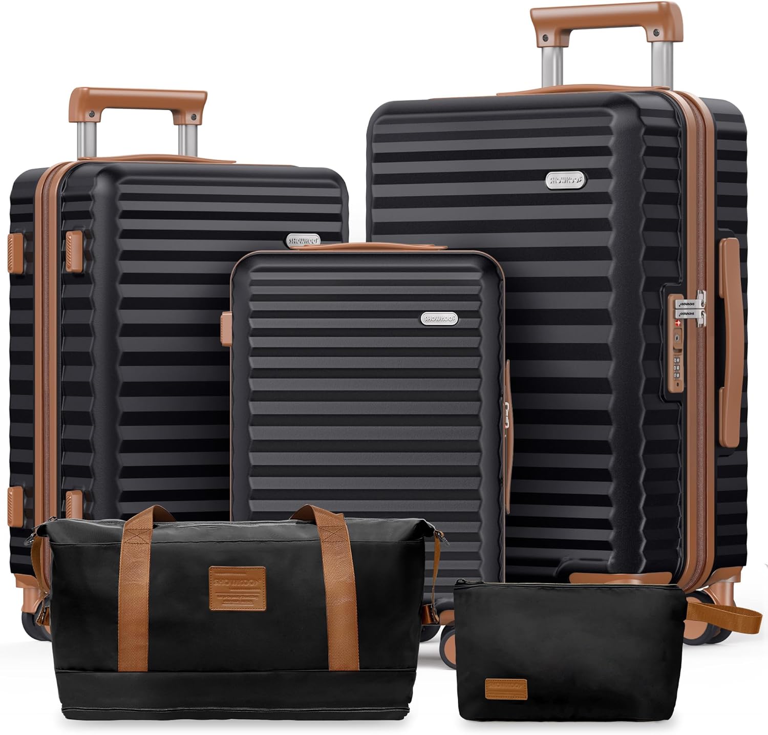 SHOWKOO 5-Piece Luggage Set with Expandable Suitcases and Wheels