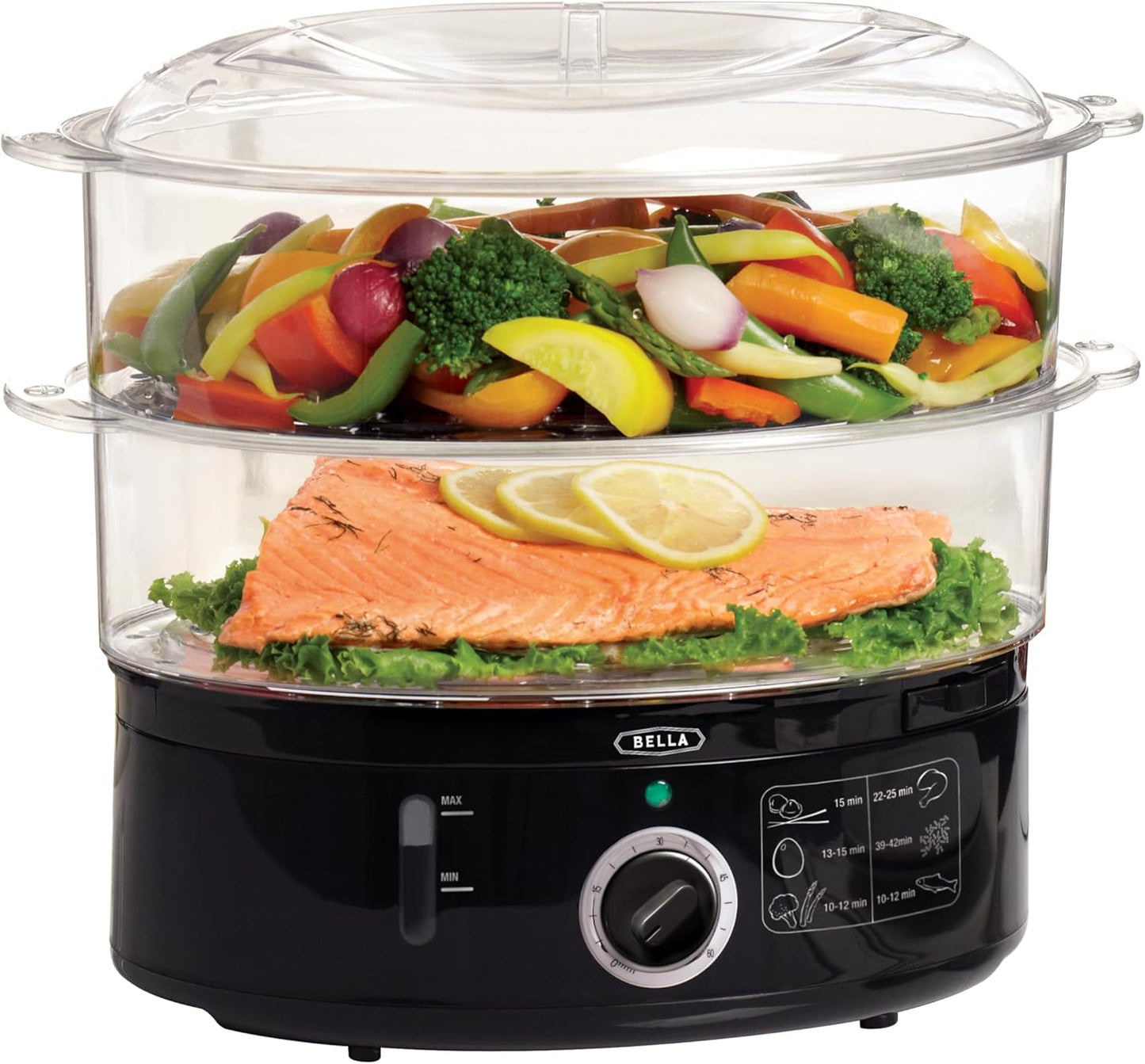 BELLA Two Tier Food Steamer for Fast Simultaneous Cooking
