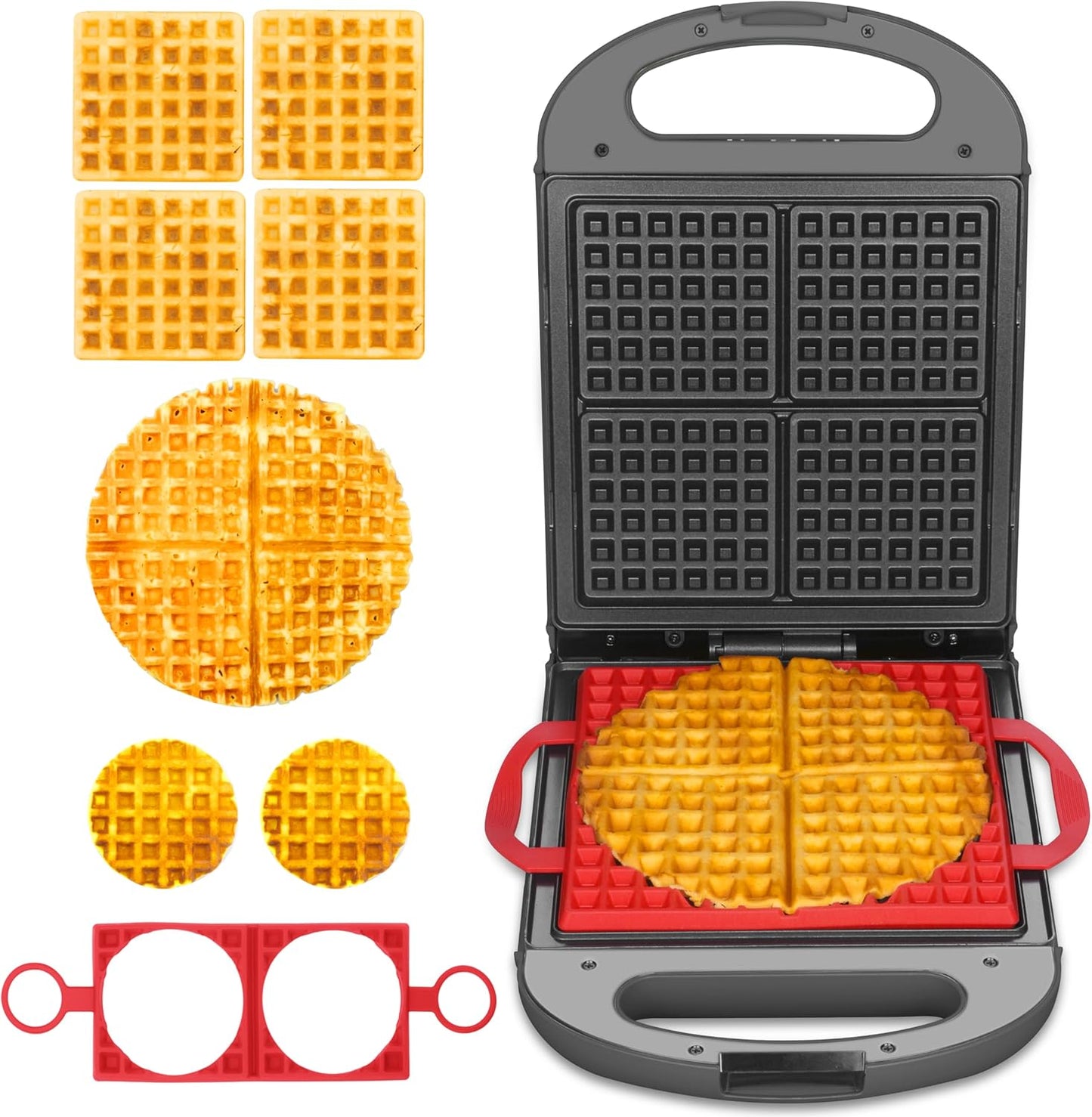 5-in-1 Waffle Iron Set, 2 Molds Included