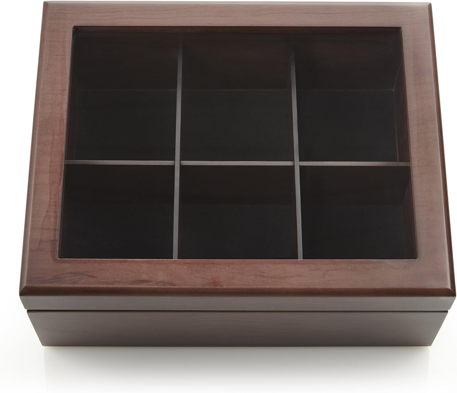 Luxury Wooden Tea Bag Organizer - Elegant 6 Compartment Chest