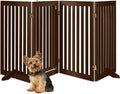 Freestanding Wooden Pet Gate with Walk Through Door and Support Feet