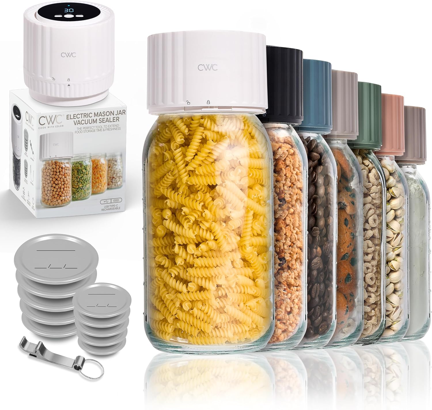 COOK WITH COLOR Electric Mason Jar Vacuum Sealer for Freshness