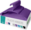 Clothes Hangers Plastic 100 Pack for Adults - Space Saving Purple
