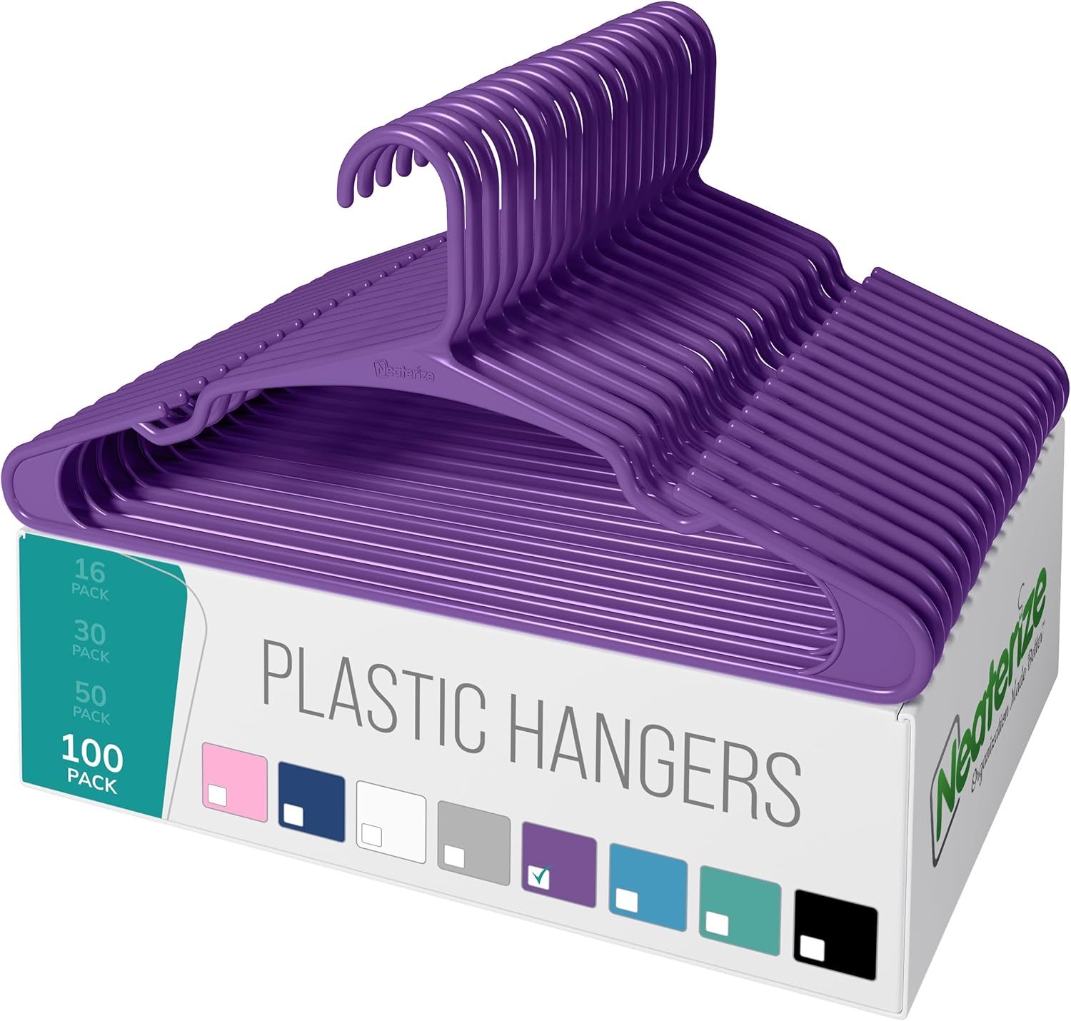 Neaterize Clothes Hangers Plastic 100 Pack for Space Saving