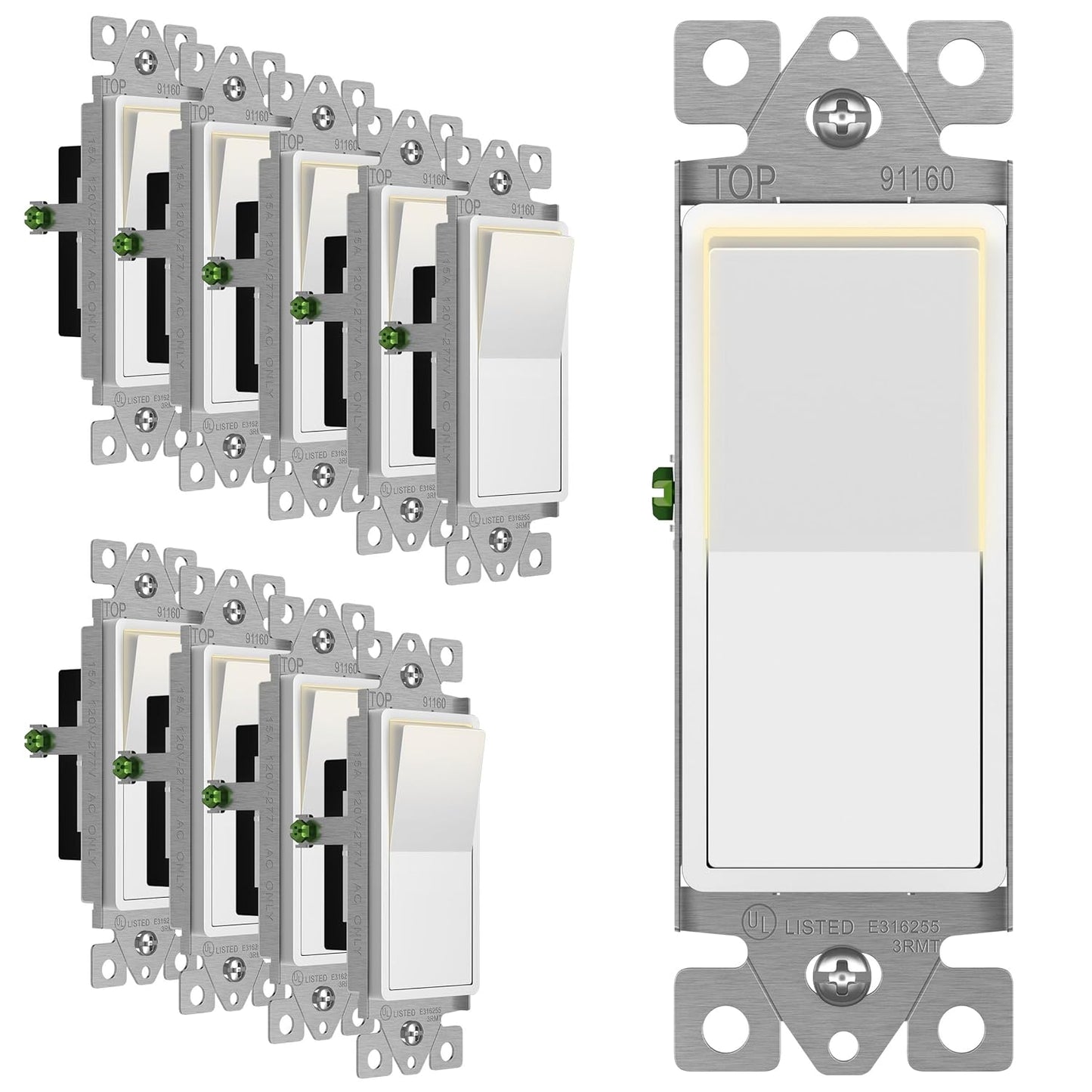 ENERLITES Illuminated Decorator Paddle Light Switch for Homes