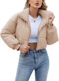 Lumister Womens Quilted Cropped Puffer Jacket - Lightweight Warm