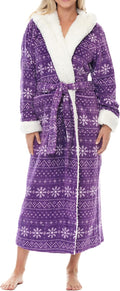 Sherpa Robes for Women Long Hooded Plush Robe - Extra Thick Warmth