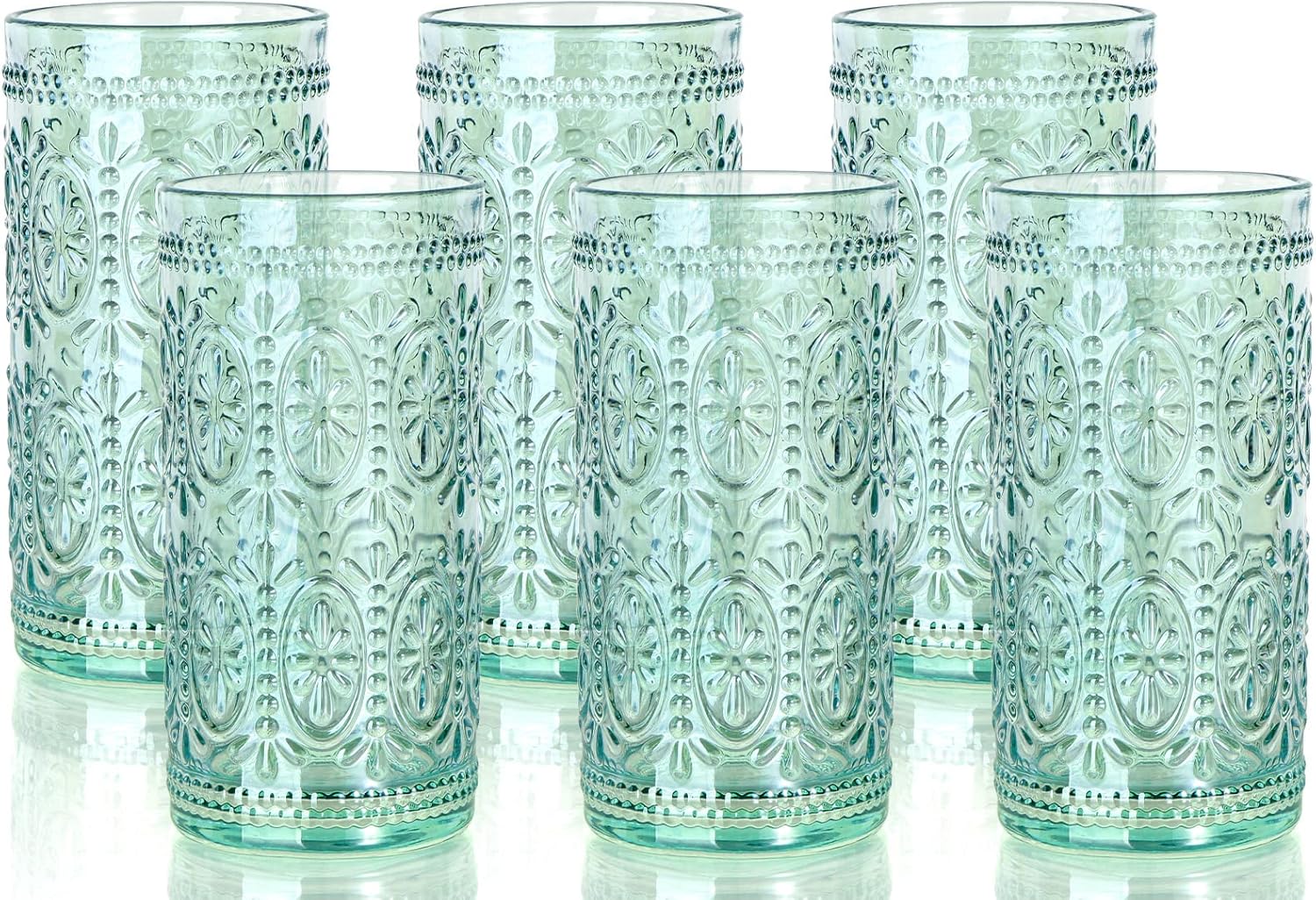 6 Pack Highball Embossed Beverage Glasses for Any Occasion