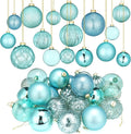 Teal Glass Christmas Ball Ornaments 24 Pack - Vintage Mercury Look