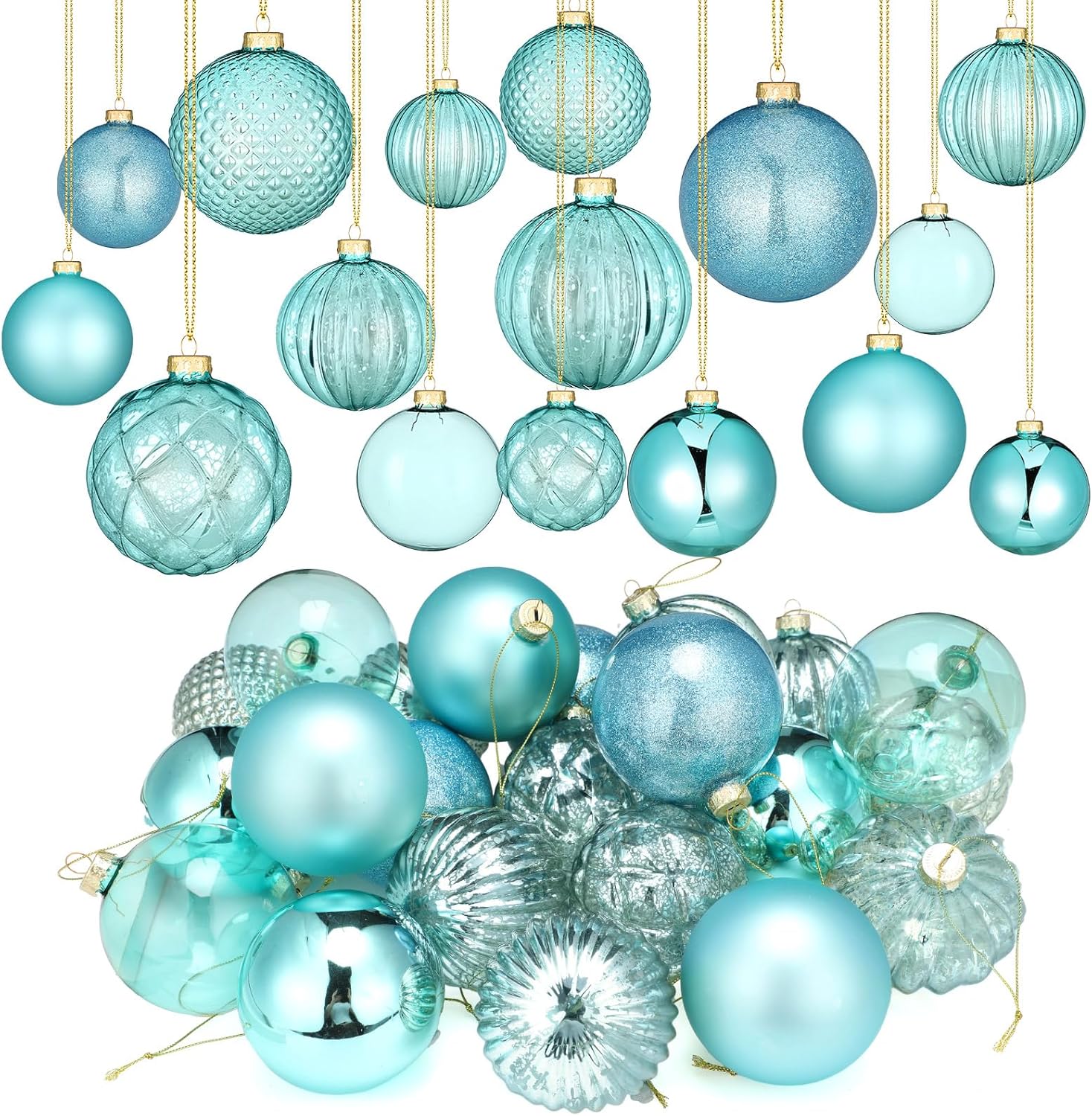 Teal Glass Christmas Ball Ornaments for Vintage Holiday Decor