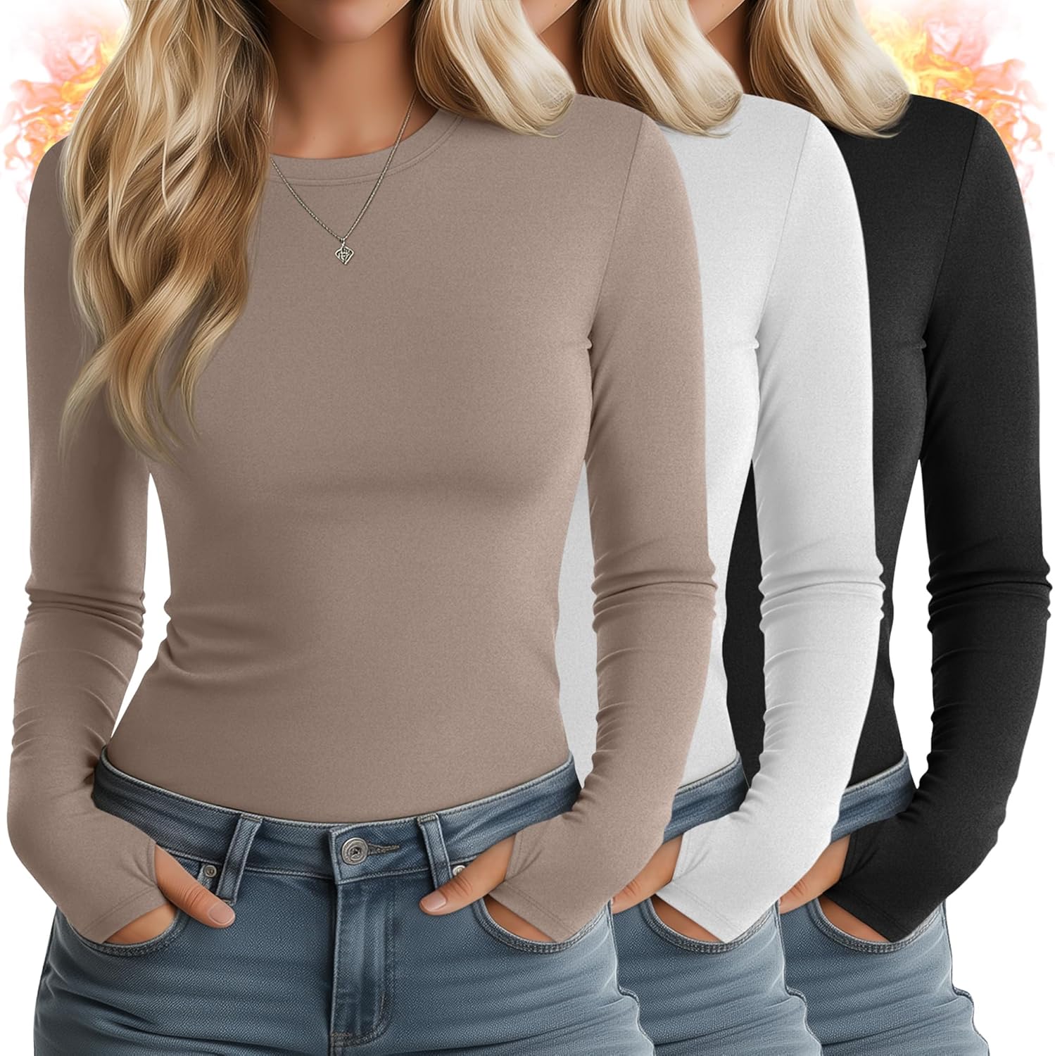 Huukeay Women's Thermal Shirts with Thumb Holes for Comfort