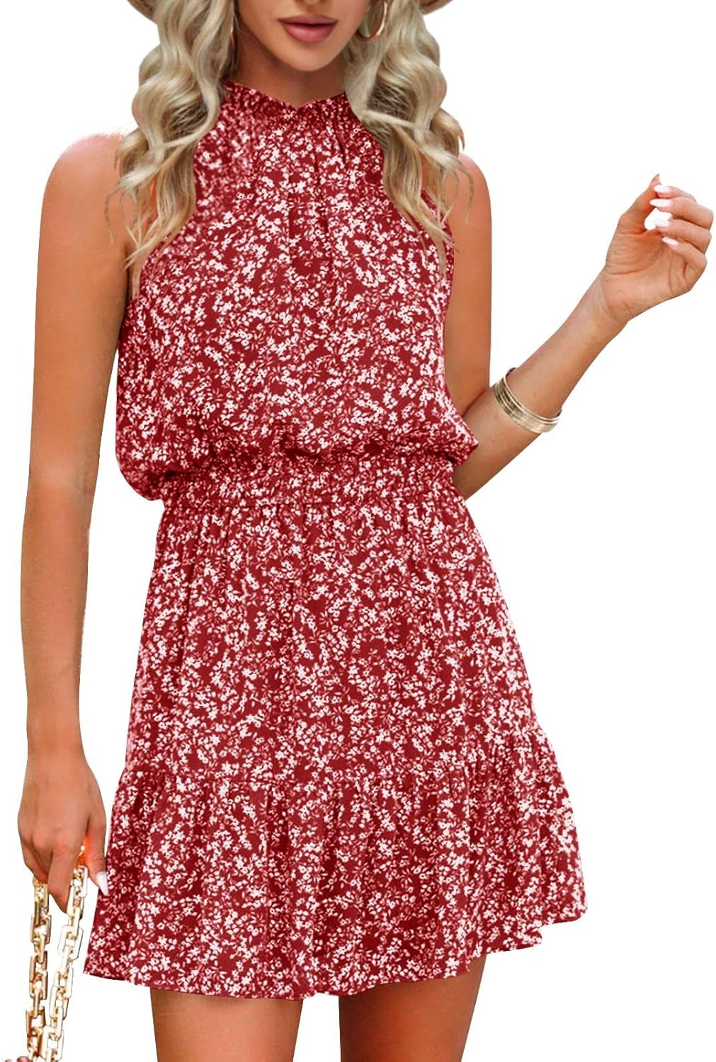 Summer Dress for Women - Chiffon Sleeveless Halter Outfit
