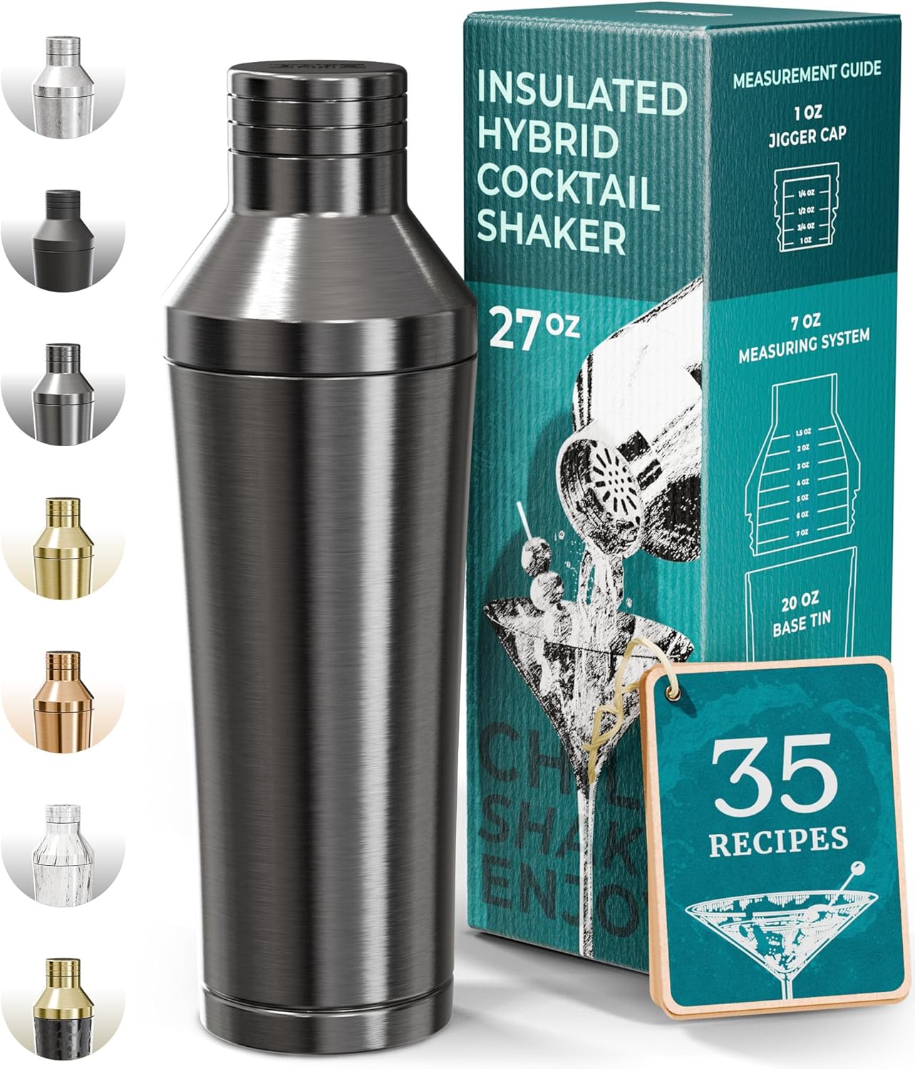 Insulated Cocktail Shaker Set with Double Wall Stainless Steel