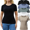 Crew Neck T Shirts for Women 5 Pack - Comfortable Everyday Crop Tee