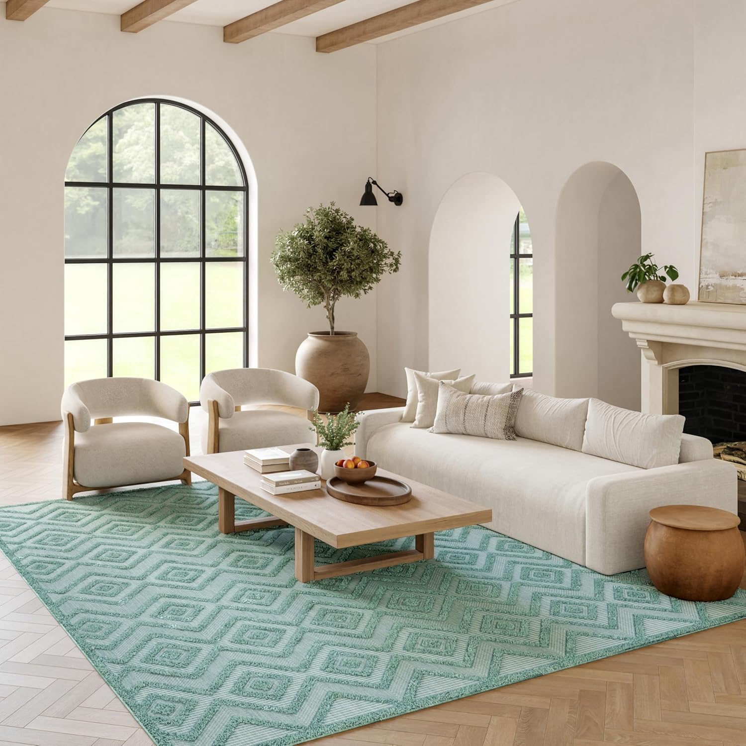 Nourison Home Versatile 6ft x 9ft Indoor/Outdoor Rug in Aqua/Teal