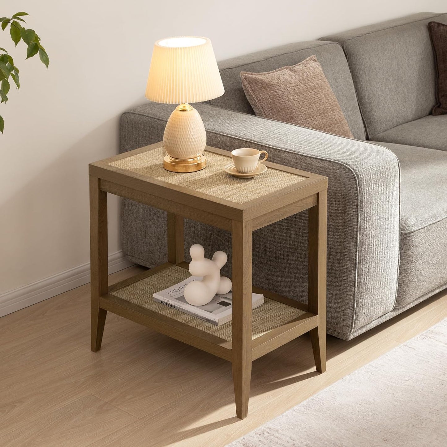 SICOTAS Rattan Night Stand Bedside Table for Cozy Spaces