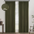 Topfinel Olive Green 105 in Blackout Pinch Pleat Curtains - Complete