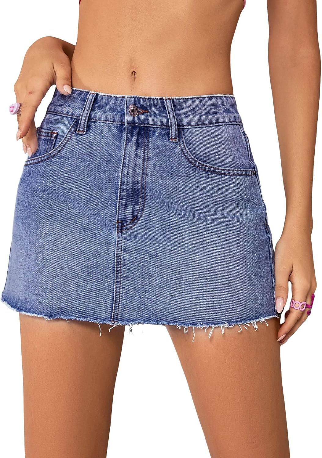 Jumppmile Womens Mini Denim Skirt for Stylish Casual Wear