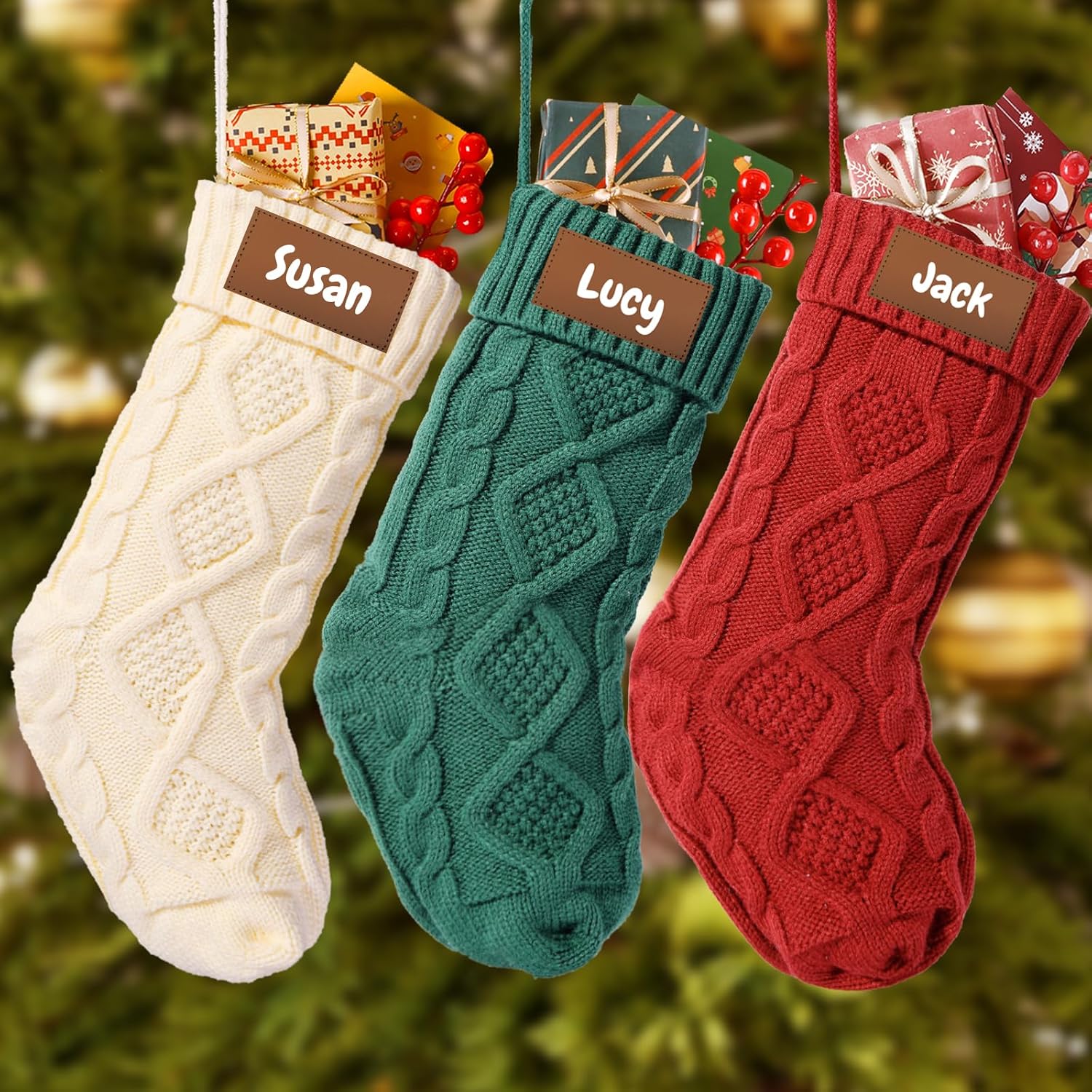 Personalized Christmas Stockings for Family and Kids - 8 Pack