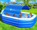 Inflatable Pool with Canopy for Kids and Adults, 118x75x20 in