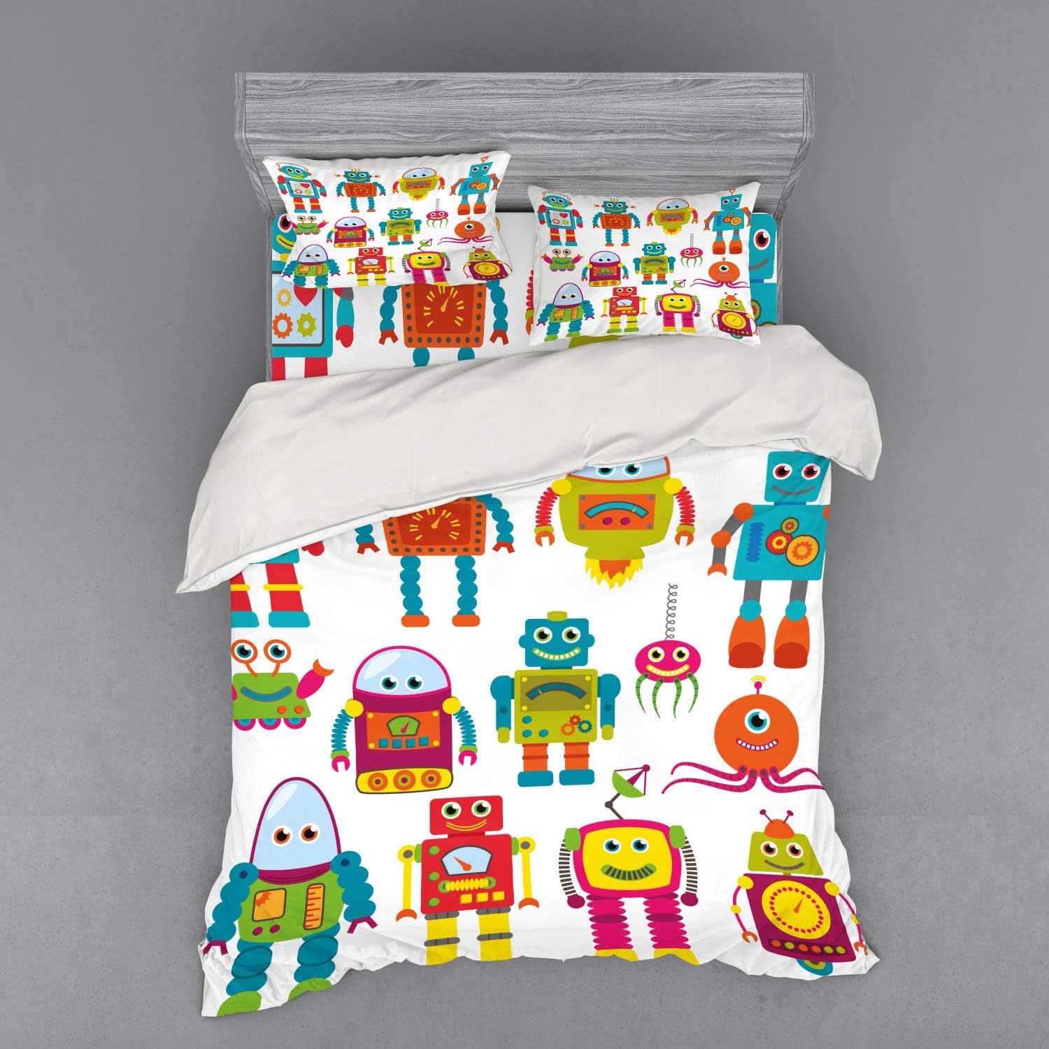 Fun-Filled Robot Aliens Duvet Set, California King