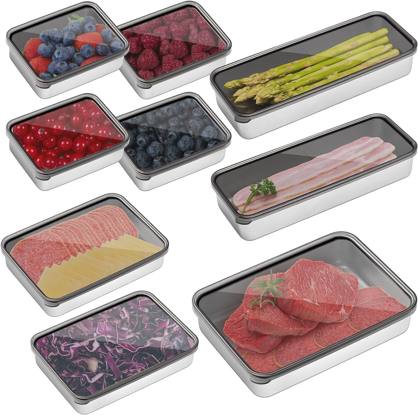 Hushee 9 Pack Bacon Cheese Container for Fresh Food Storage