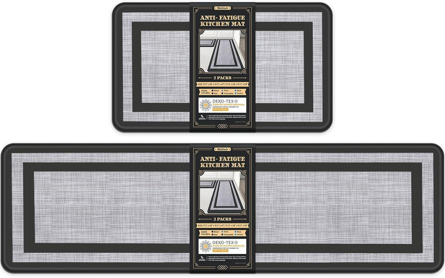 Mattitude Kitchen Mats Set of 2 Cushioned Anti-Fatigue Rugs