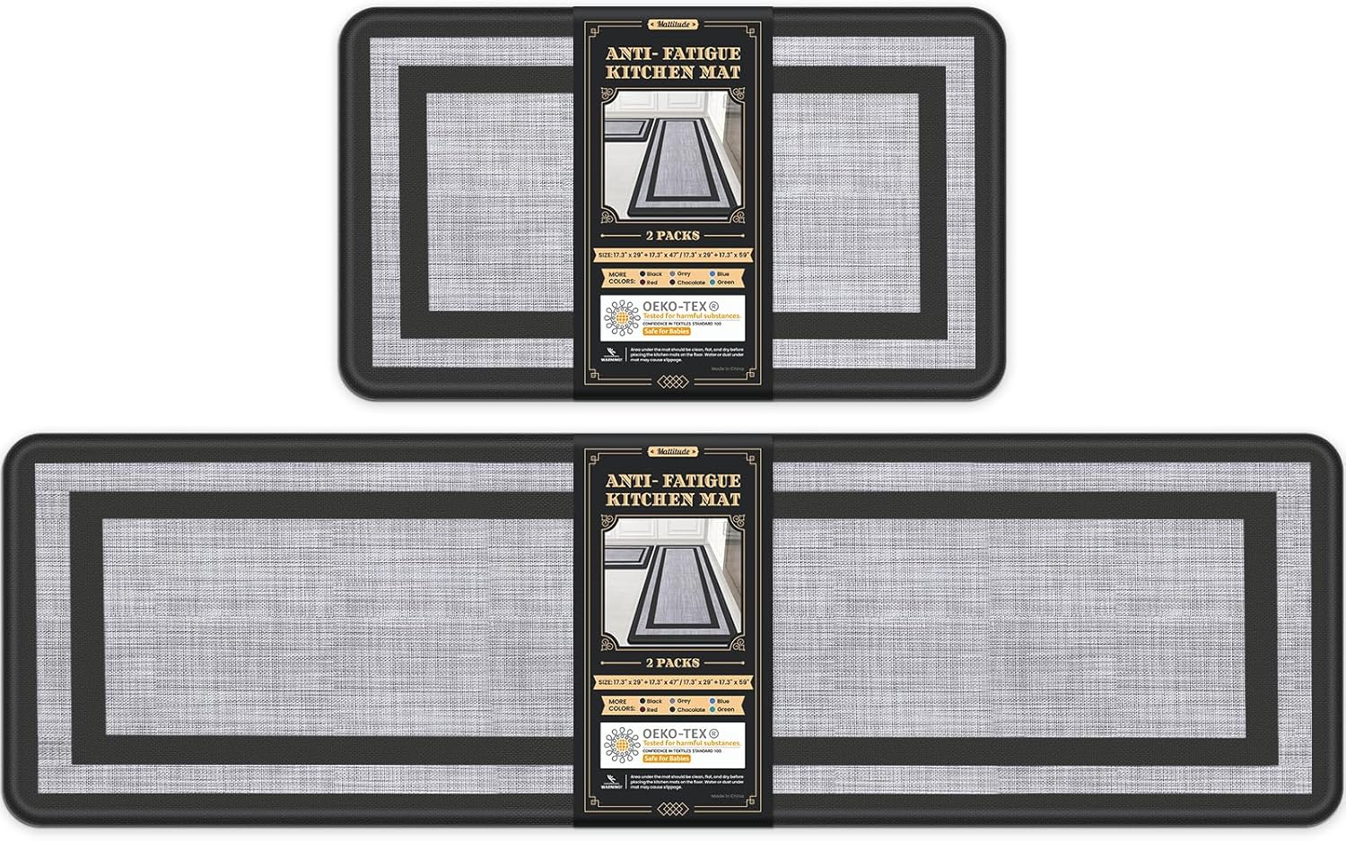 Mattitude Kitchen Mats Set of 2 Cushioned Anti-Fatigue Rugs