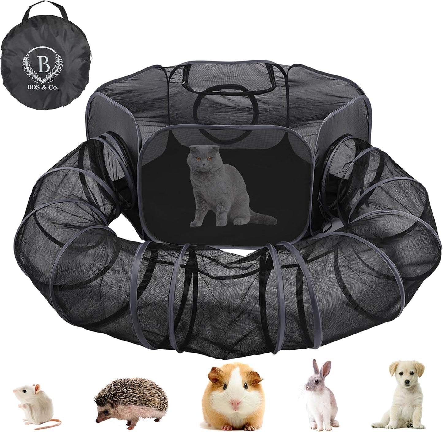 BDS & Co. Collapsible Outdoor Cat Tunnel - Portable Pet Paradise