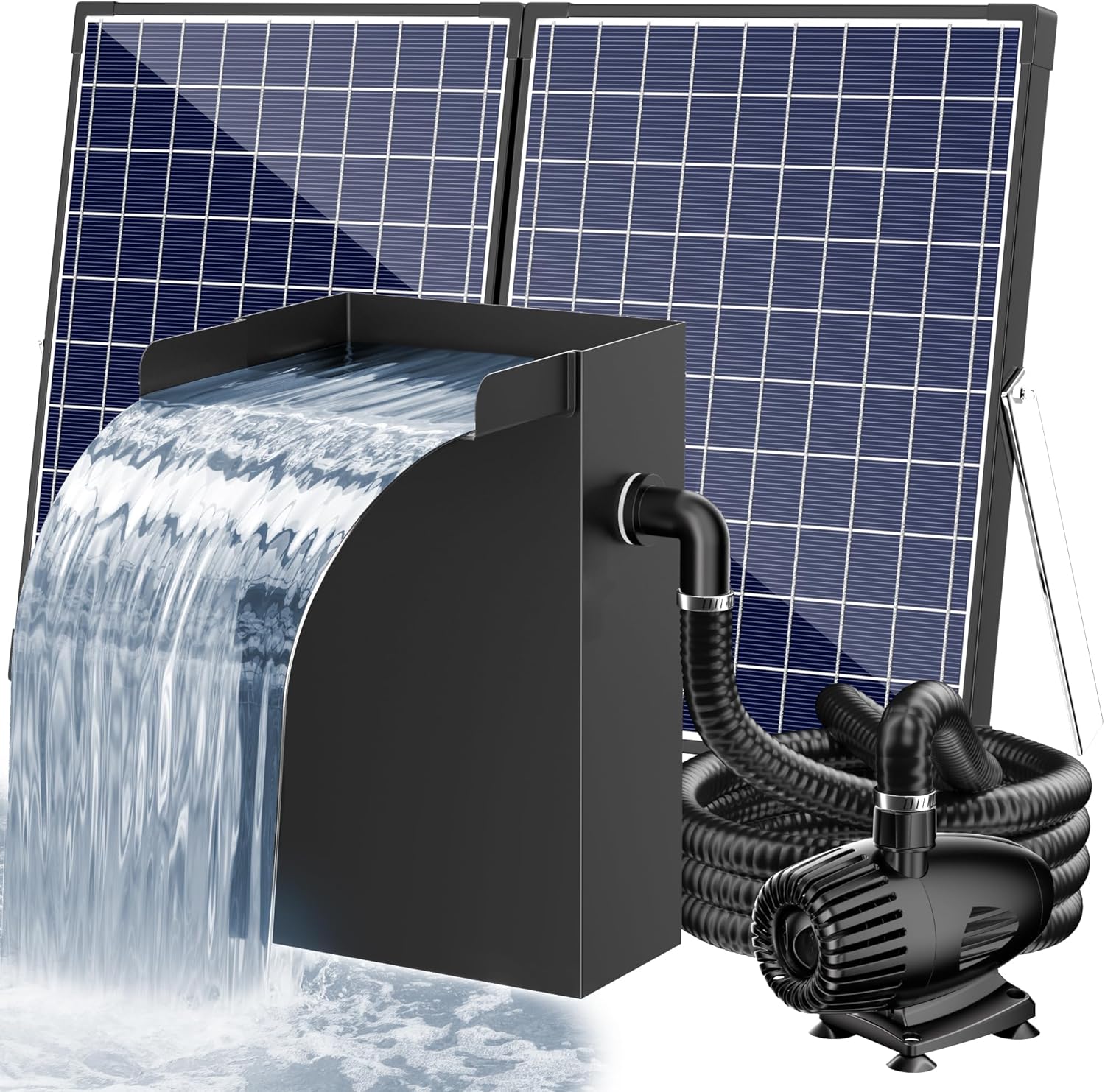 55W Solar Pond Waterfall Box with Fountain Pump for Gardens