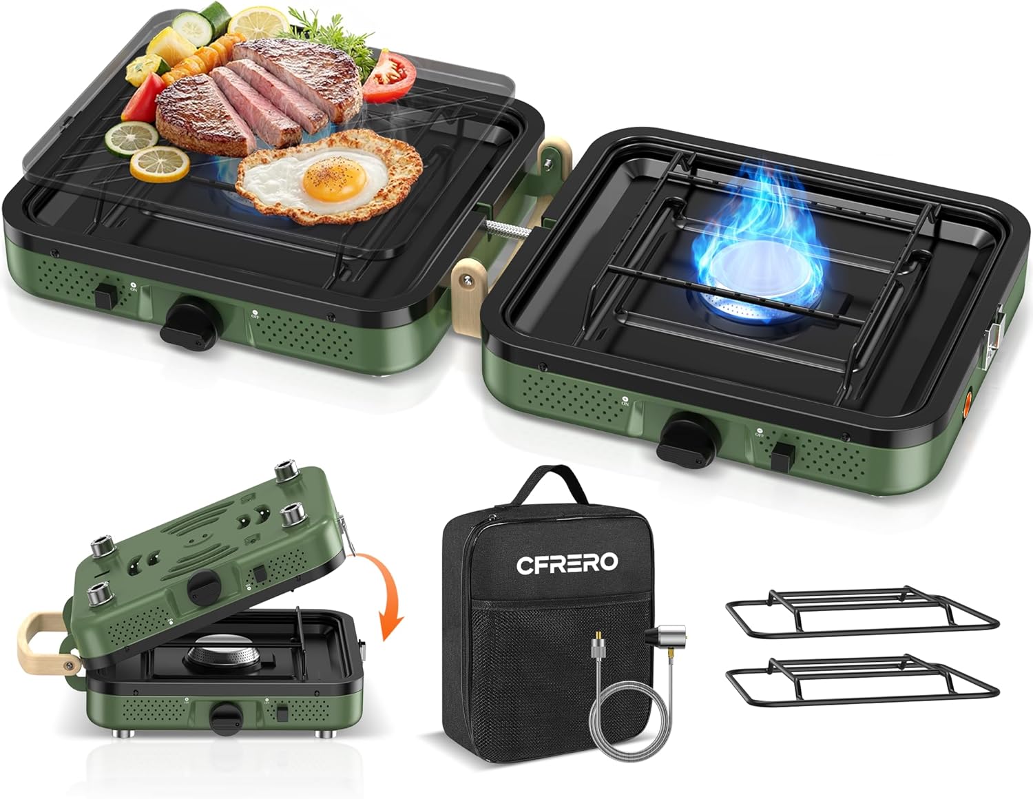 Portable Propane 2-Burner Camping Stove for Outdoor Cooking