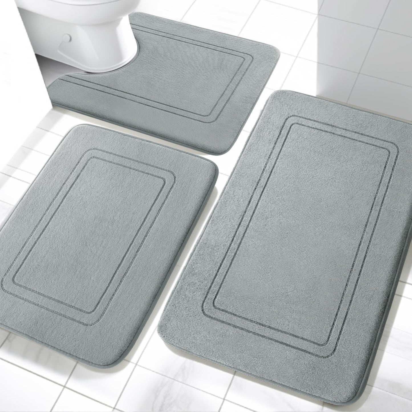 YIHOUSE Memory Foam Bath Mat Set for Soft and Non-Slip Comfort