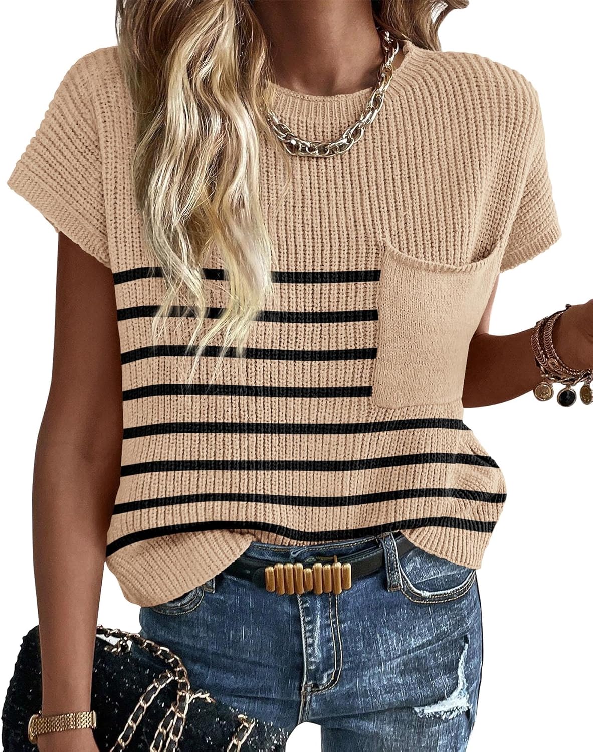 KIRUNDO Summer Fall Short Sleeve Sweater for Women 2025 Fashion
