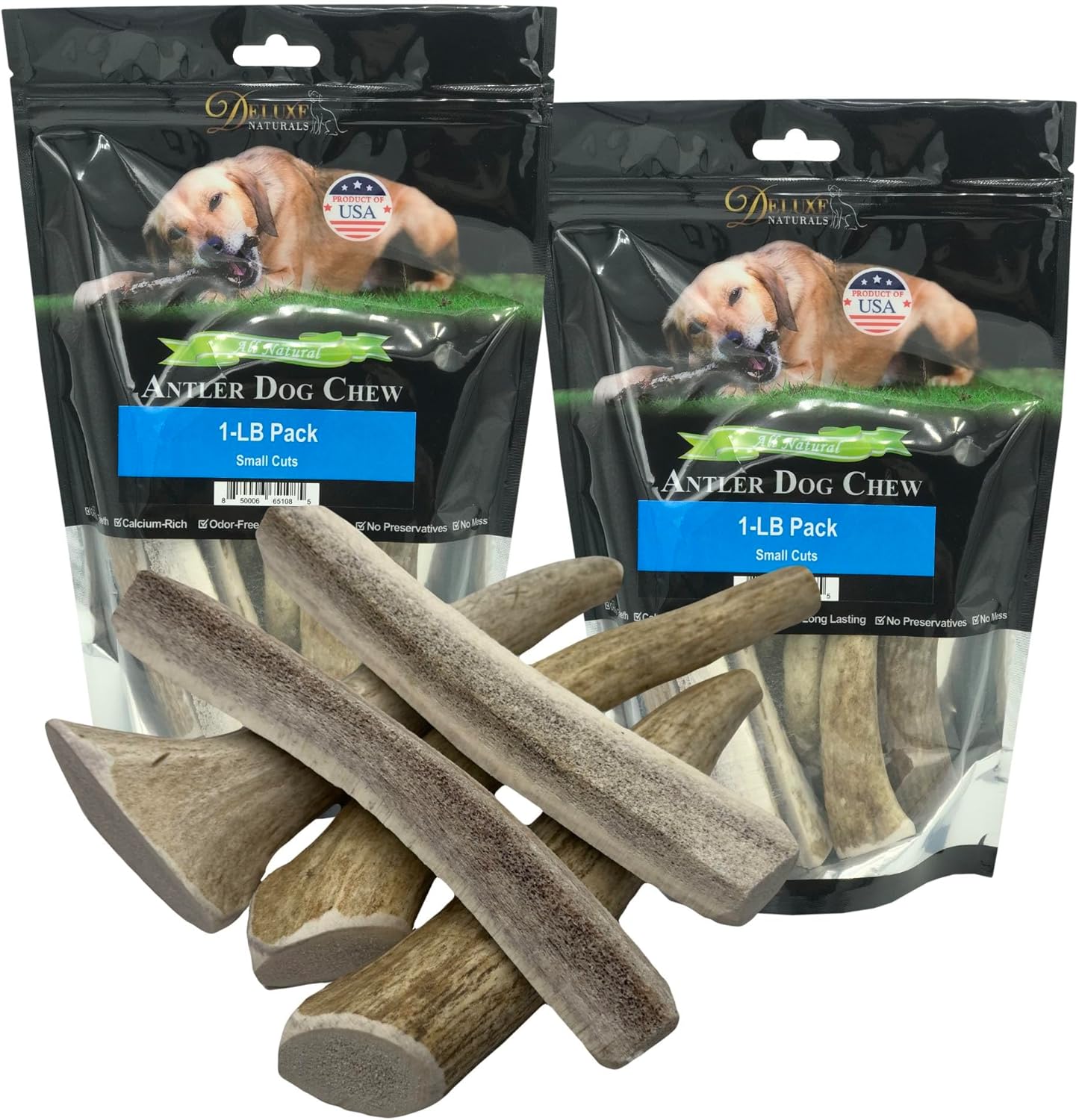 2 x 1-LB Small Mixed Whole & Split Elk Antler Dog Chews
