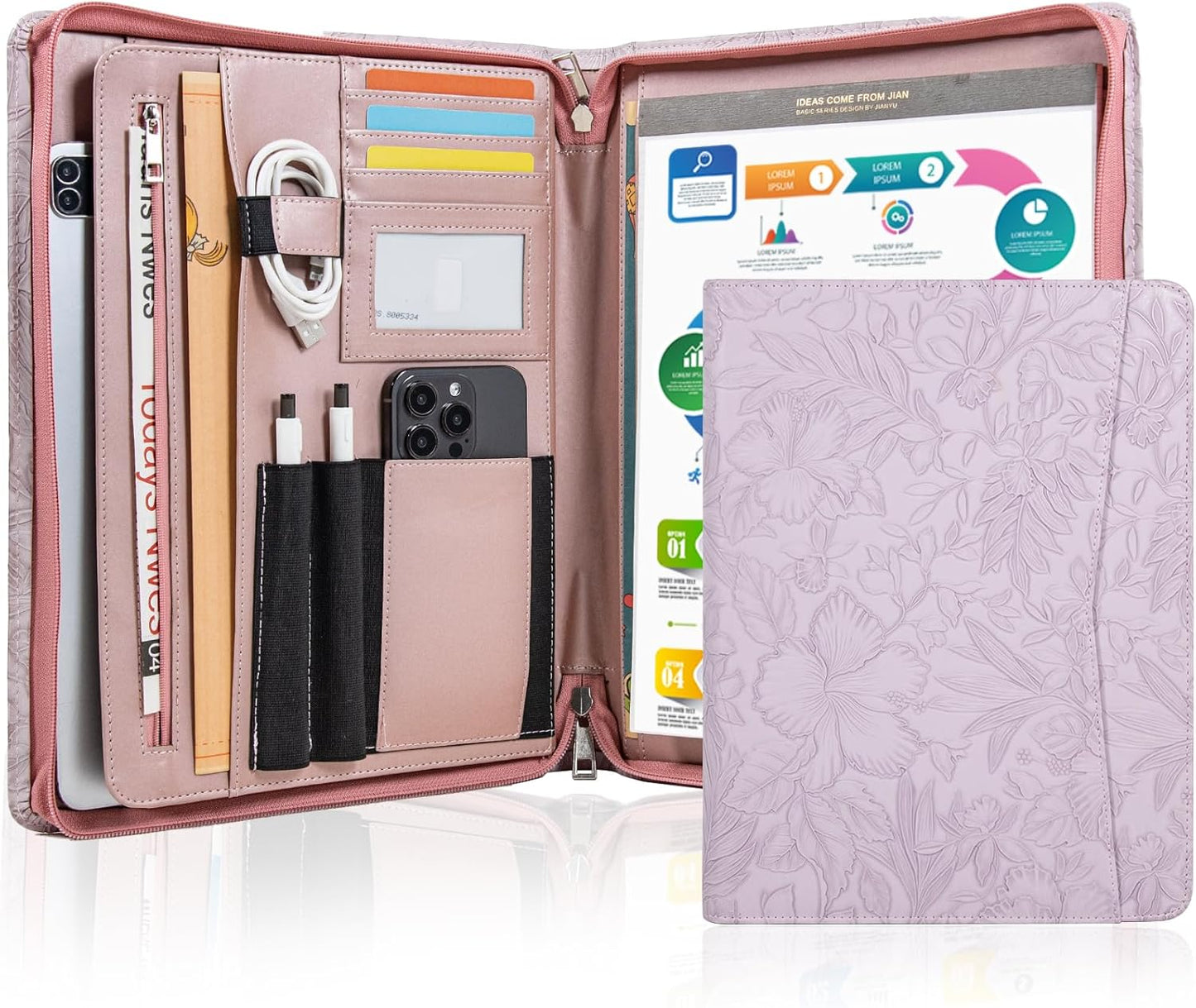 AZXCG Leather Portfolio for Women - Professional Document Organizer