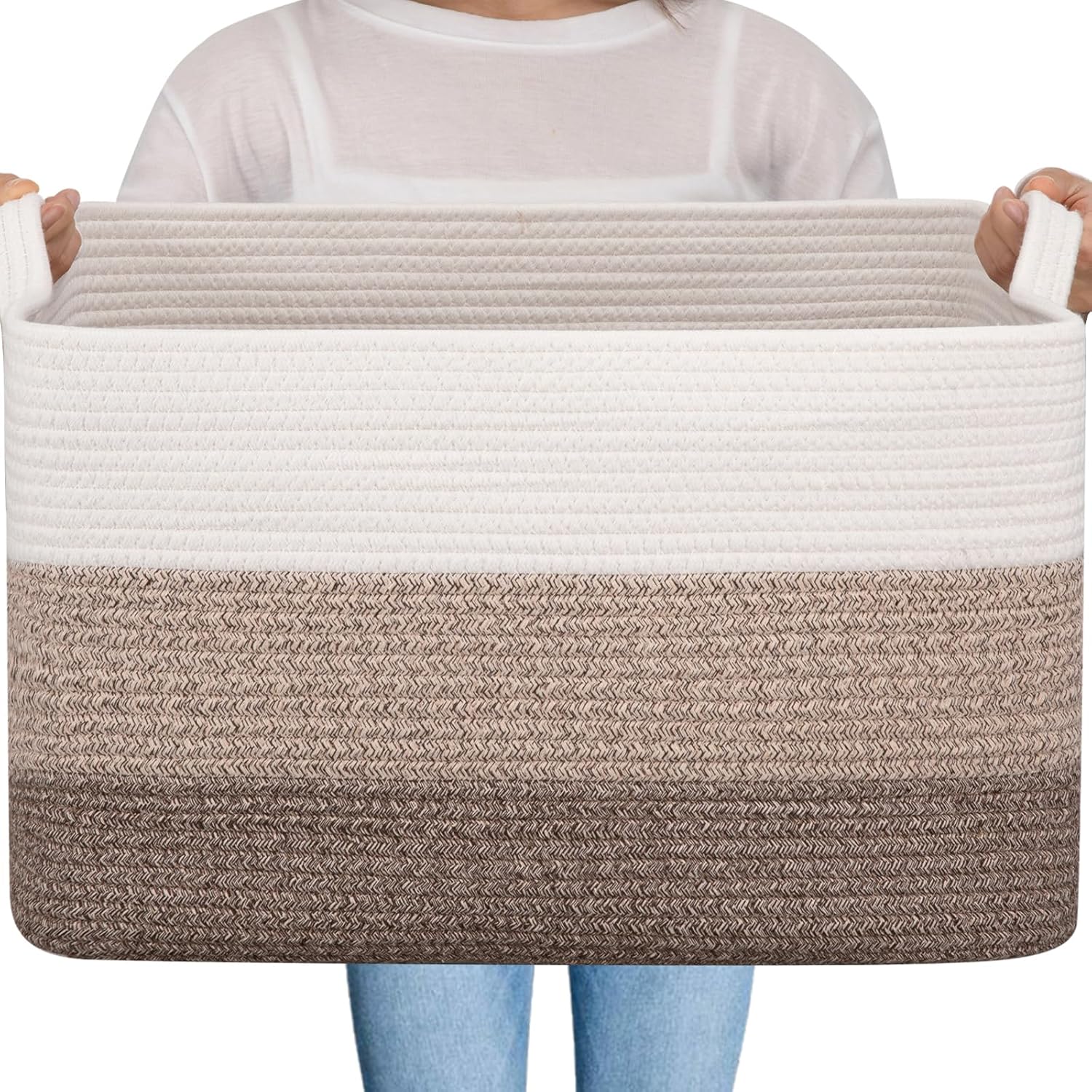 OIAHOMY Large Cotton Rope Storage Basket - Stylish Blanket & Toy Organizer!