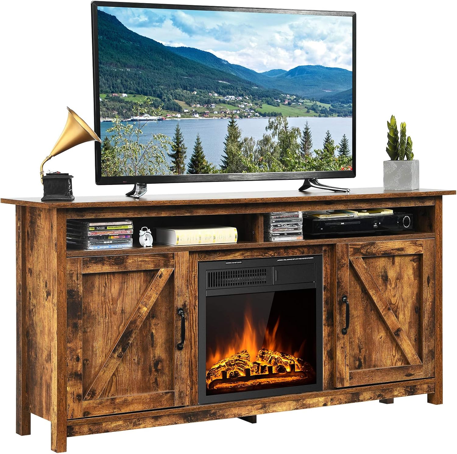 Tangkula 65 Fireplace TV Stand w/ 1500W Heater
