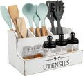 Large Kitchen Utensil Organizer 4 Compartments - Rustic Countertop
