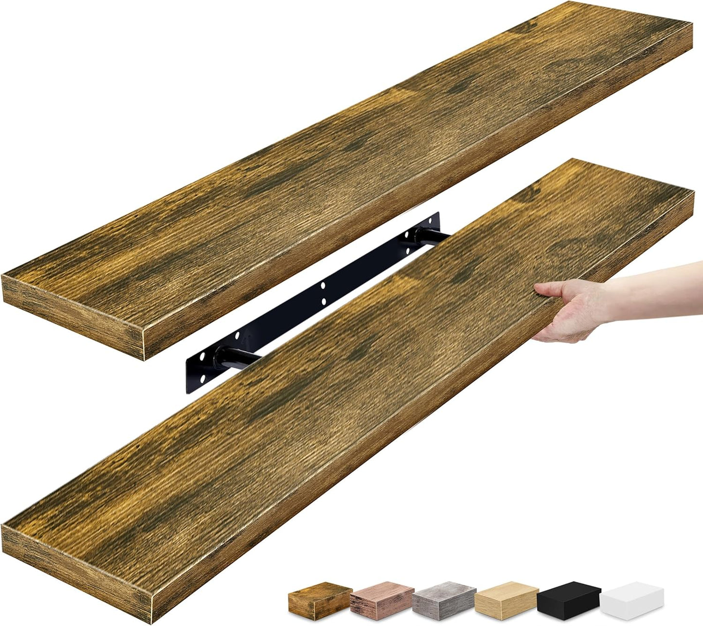 Floating Shelves for Wall - Rustic Brown 35 Inch Home Decor