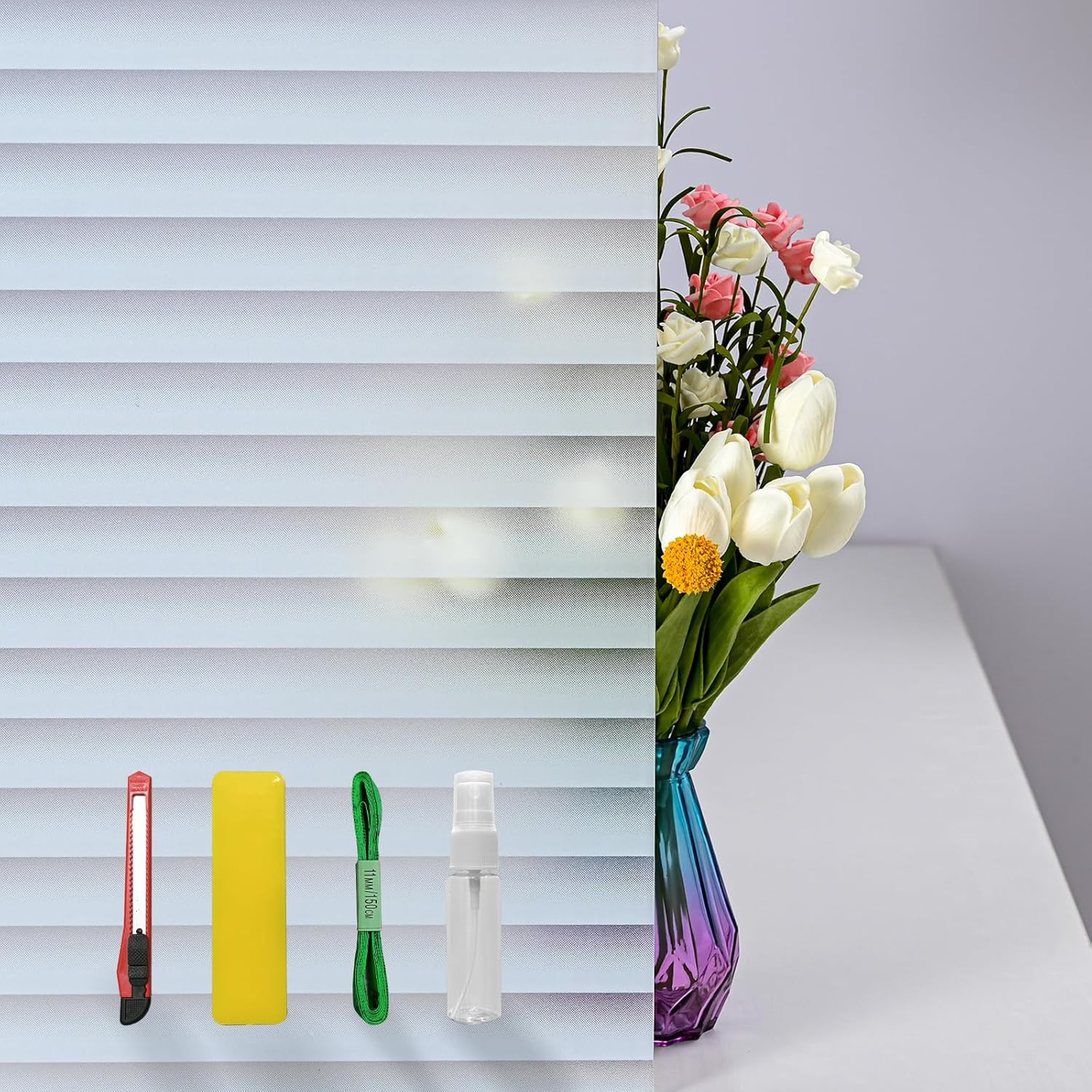 Window Privacy Film with Installation Tools for Home and Office