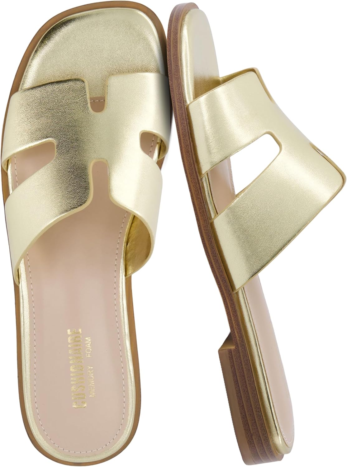 CUSHIONAIRE Voyage Cutout Strap Slides for Women - Trendy Sandals
