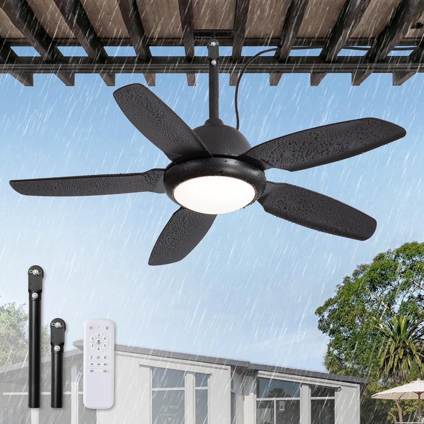 42 Inch Waterproof Outdoor Ceiling Fan with Lights and Remote