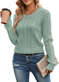 Cable Cropped Sweater Crewneck Pullover - Cozy Everyday Crop
