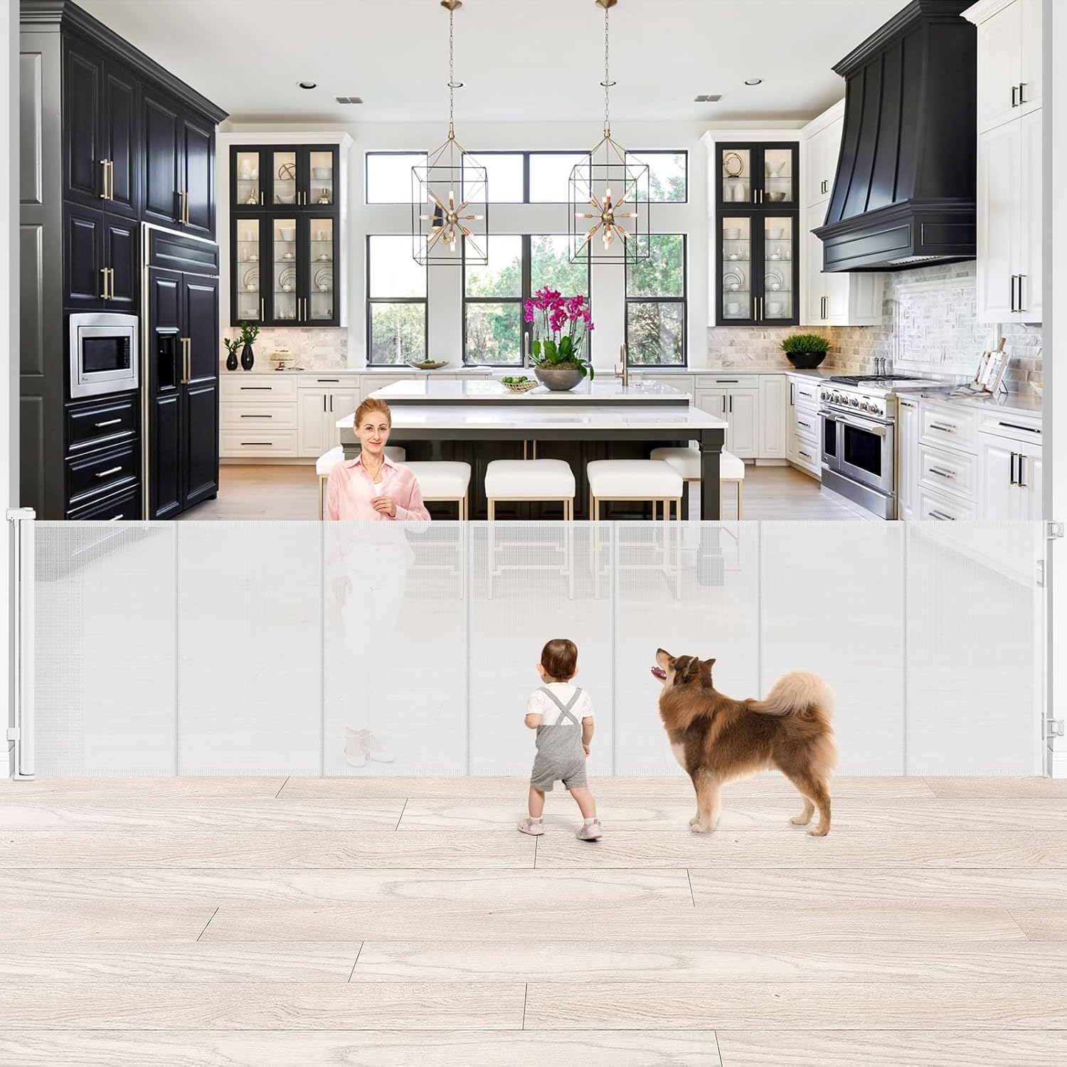 Retractable Baby Gate - Extra Tall 42in and 120in Wide Design