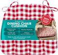 Classic Check Red Dining Chair Pad with Ties - Medium 18 Chair Cushion