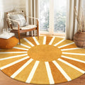 Lahome Boho Round Rug 4ft Washable Non-Slip - Soft Rainbow Sun Print
