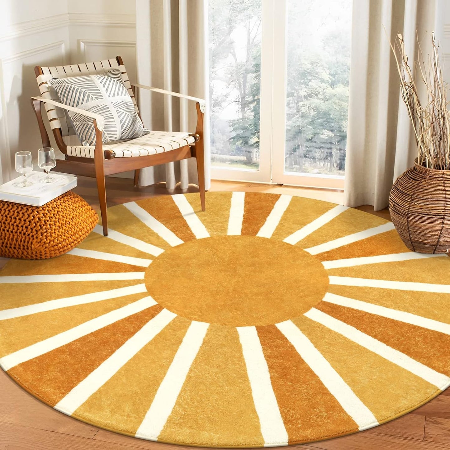 Lahome Boho Round Rugs - Soft Washable Non-Slip Area Rug