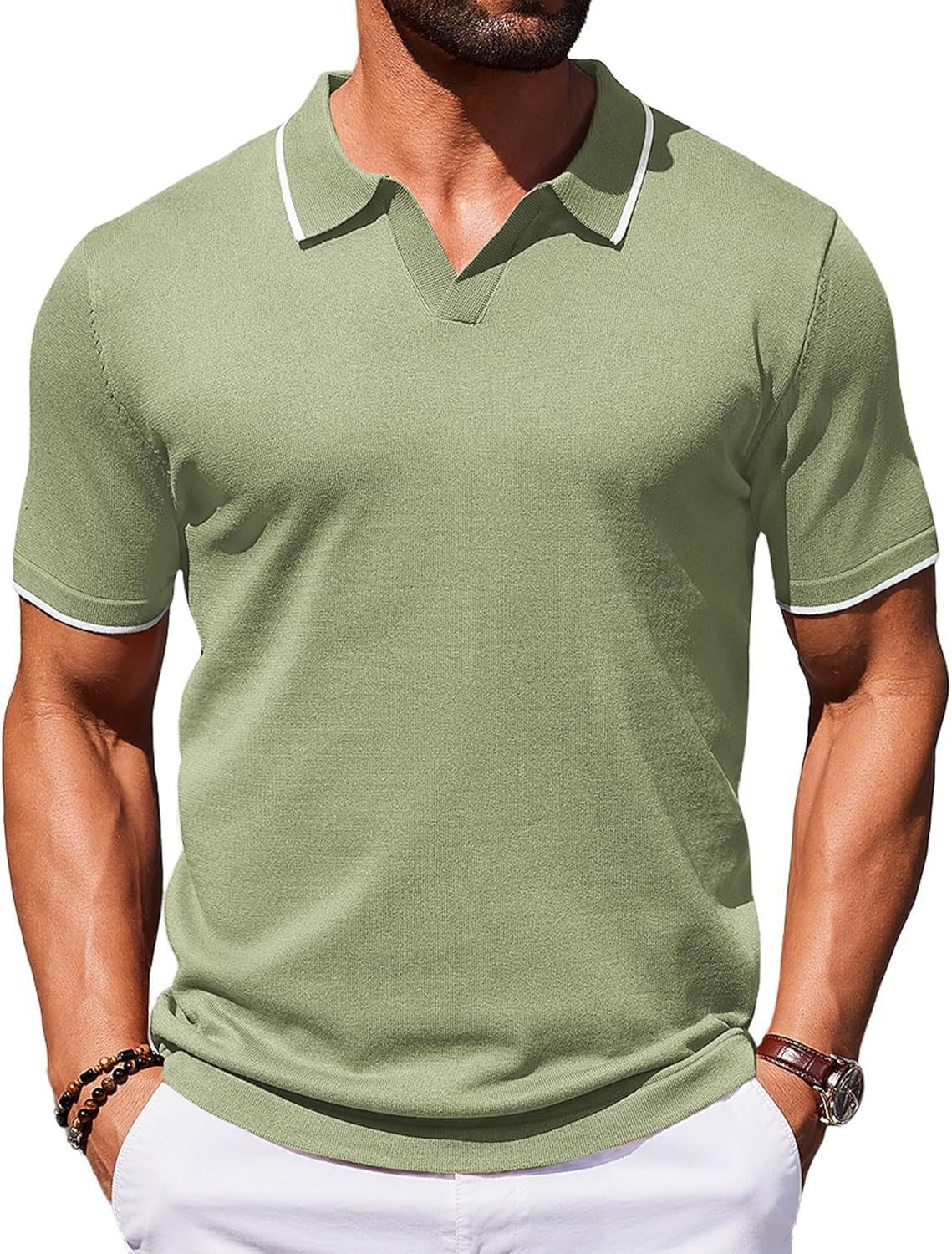 COOFANDY Mens Polo Shirts Short Sleeve Vintage Golf T Shirts